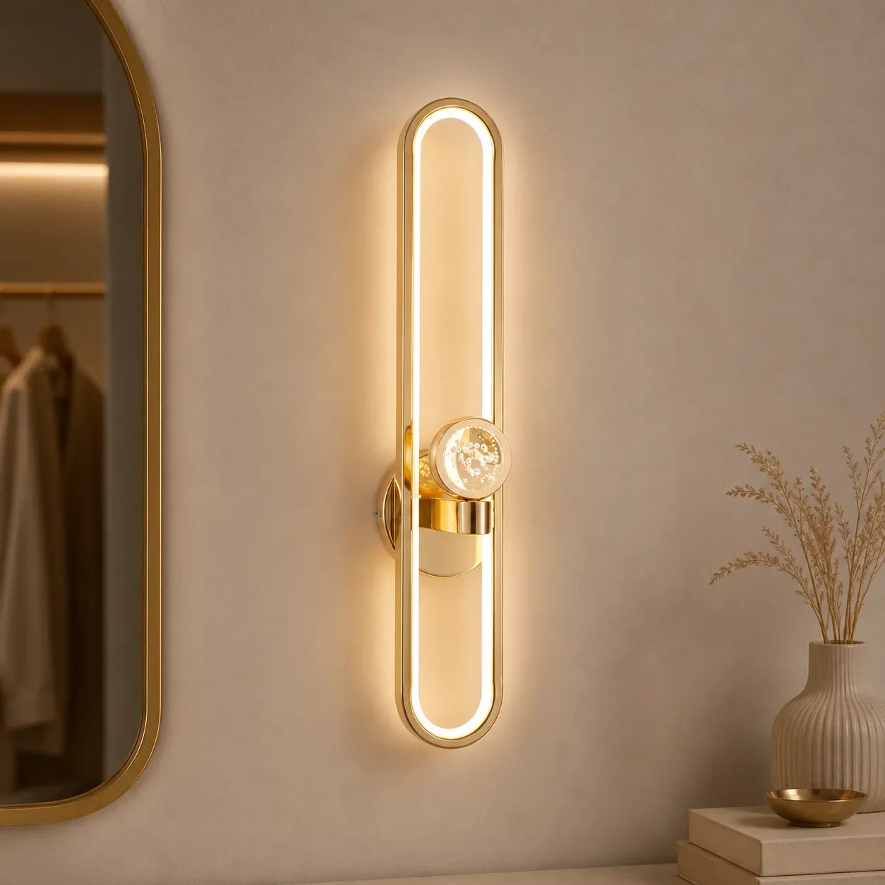 Luxury Crystal-Globe Linear LED Wall Light