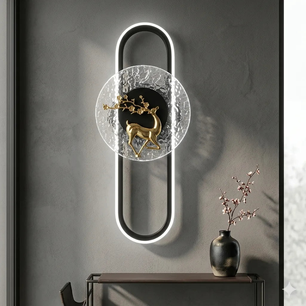 Golden Blossom Deer LED Wall Light
