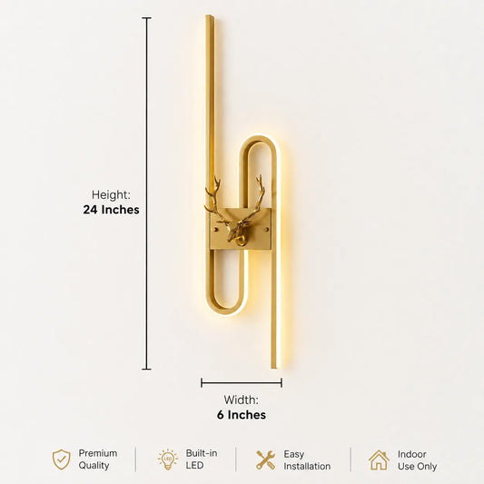 Luxury Deer Head Linear LED Wall Lamp
