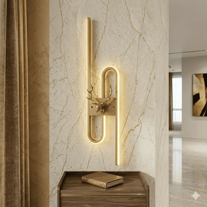 Luxury Deer Head Linear LED Wall Lamp